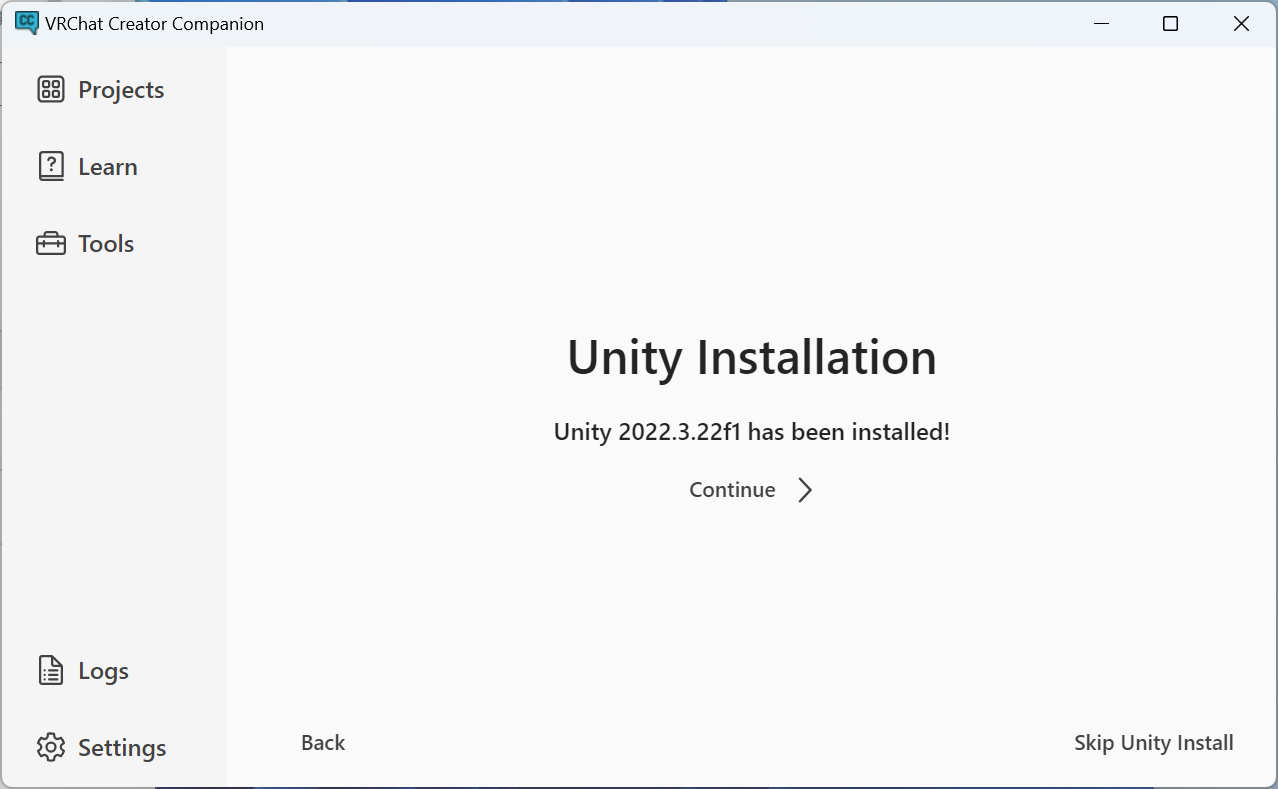 Unity Editorのインストール完了